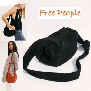Free People AMI Black Suede Boho Versatile Sling Bag, Crossbody Purse, NWOT